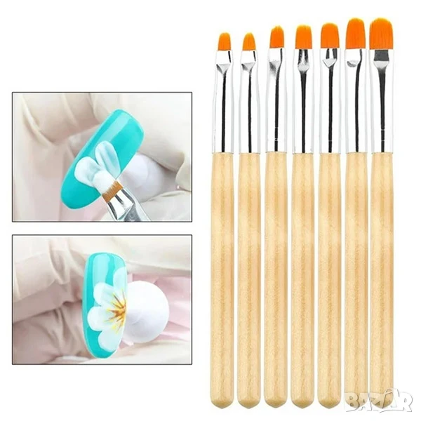 РАЗПРОДАЖБА! - 7 бр. заоблени четки за акрил и гел, снимка 1