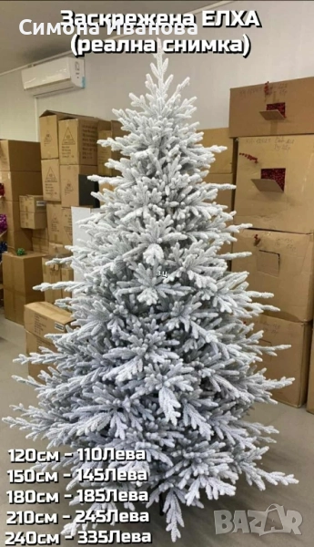 Заснежена, коледна елха, снимка 1