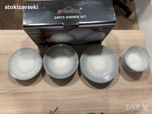 Комплект чинии 24 части с геометричен дизайн – Елегантност за всяка трапеза
