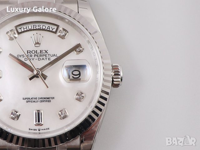 Унисекс часовник Rolex Day-Date 36 White Gold Mother of Pearl с автоматичен механизъм, снимка 2 - Дамски - 38416098