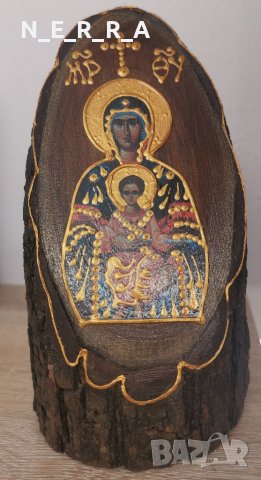 Малка икона Богородица с младенеца - изображение върху дърво, снимка 4 - Антикварни и старинни предмети - 38497268