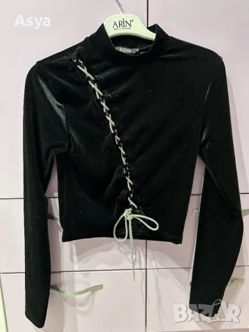 Блуза черно кадифе 