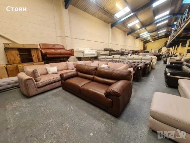 Кафяв кожен диван тройка "Santino" - естествена кожа, снимка 2 - Дивани и мека мебел - 39701123