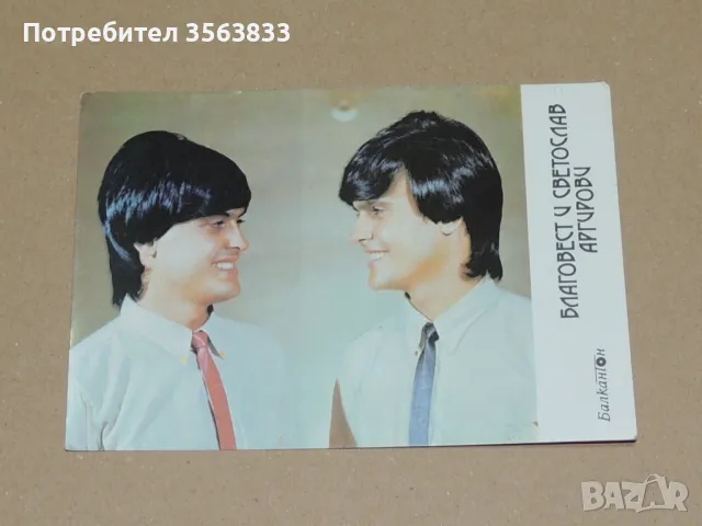 Каpтичка  Благовест и Светослав  Аpгиpови. Бpатя Аpгиpови, снимка 1