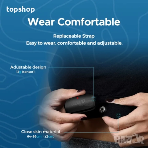 Чисто нов запечатан GEOID HS500 Пулсомер, Каишка за гърди, Монитор за пулс, Bluetooth 4.2/ANT+..., снимка 6 - Друга електроника - 52371818