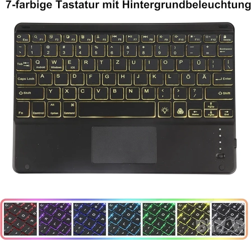 Калъф с Bluetooth Клавиатура и Тъчпад за iPad Pro 12.9 2015/ 2017, RGB Подсветка, снимка 4 - Таблети - 52573512