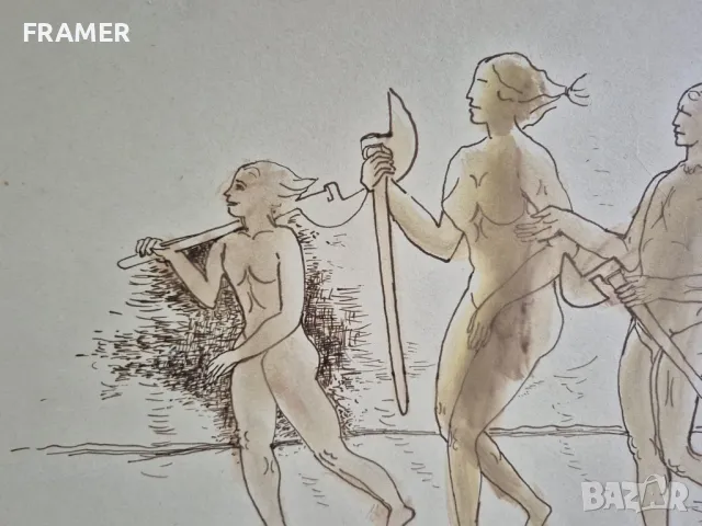 Димитър Казаков 1933-1992 НЕРОН със Семейството си 1960те год. уникална картина, снимка 3 - Картини - 48274095