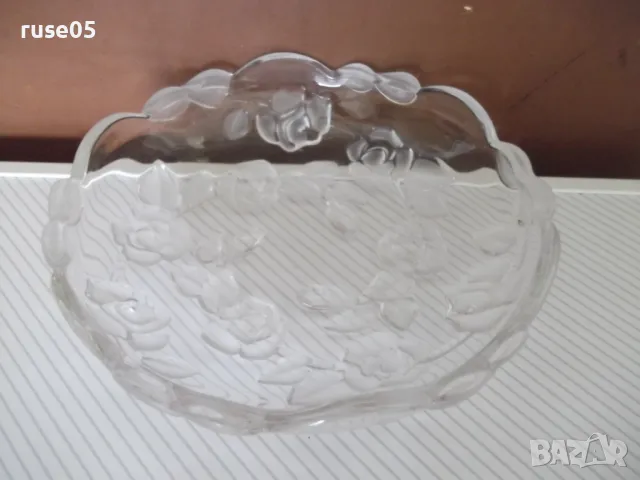 Чиния стъклена с флорални мотиви за ядки , плодове и други, снимка 2 - Части - 49036329