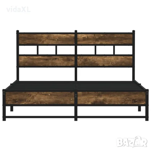 vidaXL Метална рамка за легло, без матрак, опушен дъб, 140x200 см, снимка 4 - Спални и легла - 56147468