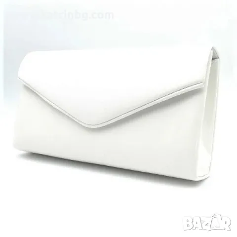 Официална чанта тип клъч в бяло кожена| Сватбена , снимка 2 - Чанти - 48907124
