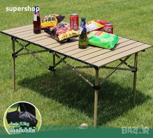 Сгъваема маса в сак за барбекю, тераса, къмпинг 120х55х50см , снимка 2 - Градински мебели, декорация  - 54168871