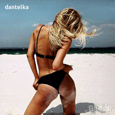 V86 Стилен дамски бански костюм от две части в класически черен цвят с подплънки, Секси Бански, снимка 5 - Бански костюми - 40642073