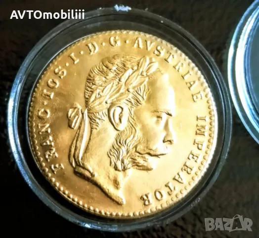 Позлатен 1 Дукат 1915 година с позлатен 24 каратов сертификат , снимка 3 - Нумизматика и бонистика - 48132427