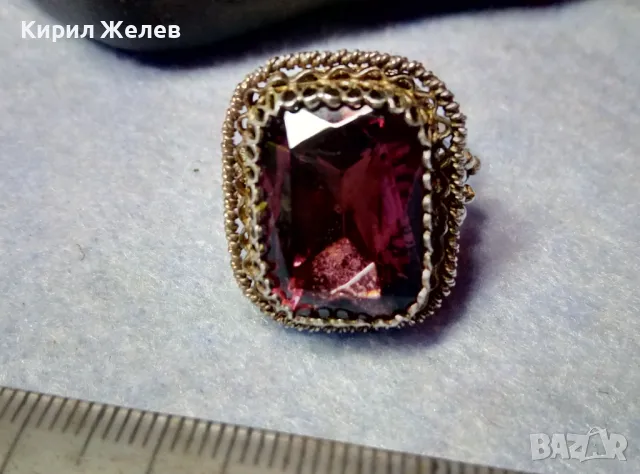 Старинен СКЪПОЦЕНЕН ФИЛИГРАНЕН СРЕБЪРЕН ПРЪСТЕН СРЕБРО 900 с ОГРОМЕН РЪЧНО ФАСЕТИРАН АМЕТИСТ 49916, снимка 2 - Антикварни и старинни предмети - 49294548