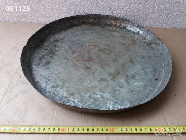 бакърена възрожденска кована тава, тепсия за баници , снимка 7 - Антикварни и старинни предмети - 35571282