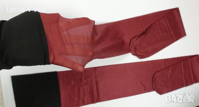 L нови винено червени чорапи с ликра и черна лента, снимка 8 - Бельо - 44340441