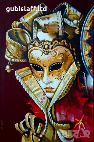 Картина "Венецианска маска", 2018 г., худ. М. Подмолов (1946-2024), снимка 2 - Картини - 54125081