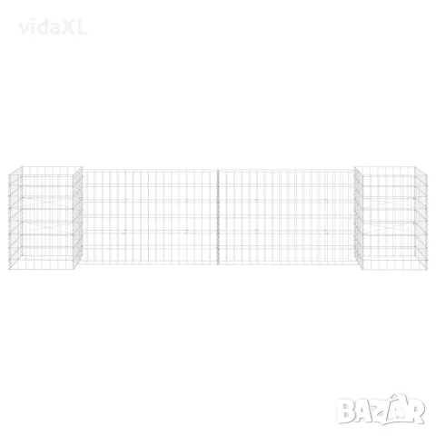 vidaXL Габион плантер Н-образен, стоманена тел, 260x40x60 cм, снимка 3 - Саксии и кашпи - 56146144