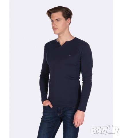 Памучна мъжка блуза в тъмносиньо Felix Hardy - S, снимка 1