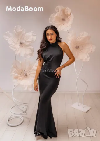 Черна стилна дълга дамска рокля , снимка 4 - Рокли - 48075998