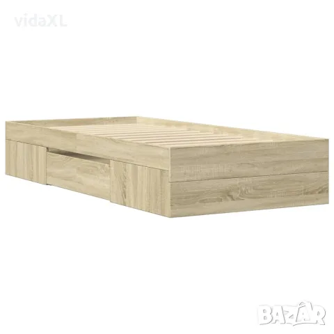 vidaXL Рамка за легло без матрак сонома дъб 75x190 см инженерно дърво, снимка 7 - Спални и легла - 56146878