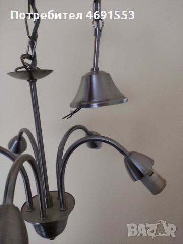 Сив метален полилей и абажур, снимка 4 - Полилеи - 52892151