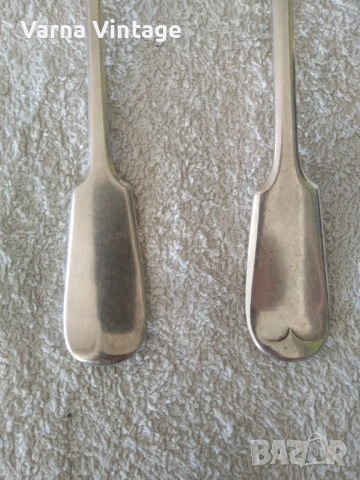 Две стари посребрени вилици. Край на 19 век. Англия. С щампа., снимка 3 - Антикварни и старинни предмети - 51729097