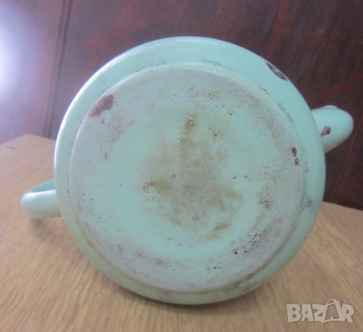 Стар емайлиран чайник млечнозелен цвят, снимка 5 - Други ценни предмети - 29121137