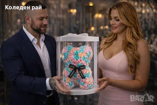 Луксозно цветно мече от вечни рози 23см., снимка 2 - Декорация за дома - 53307630