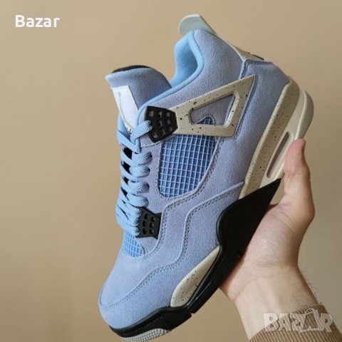 Нови Мъжки Обувки Nike Air Jordan Retro 4 UNC University Blue Сини Кецове Маратонки Размер 43, снимка 5 - Други - 39632515