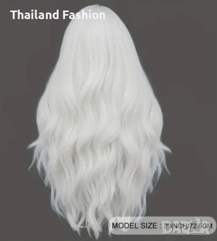 Красива бяла перука+подарък!, снимка 4 - Аксесоари за коса - 51367367