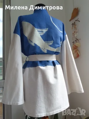 Ръчно рисувано памучно кимоно , снимка 10 - Туники - 48865564