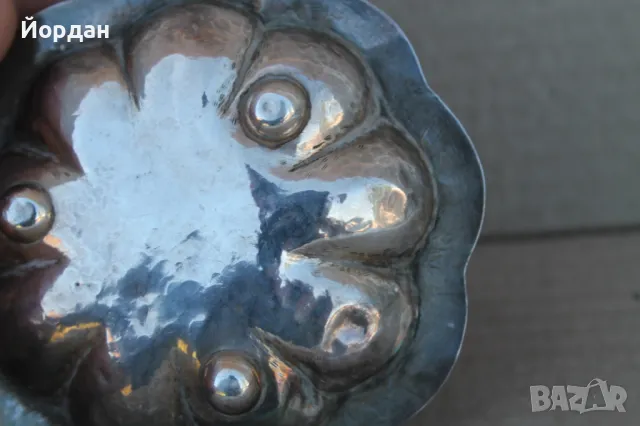 Сребърна чинийка/поднос с емайл, снимка 10 - Други ценни предмети - 50109428