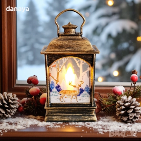 1187 Мини коледен фенер с Дядо Коледа и Снежко светеща коледна украса, снимка 3 - Декорация за дома - 35003060