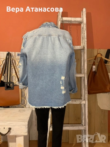 🩵 Дънково яке Rebel с лек накъсан ефект🦋 Oversized модел💙, снимка 2 - Якета - 54059434