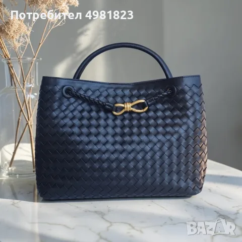 ​Чисто нова луксозна плетена дамска чанта за рамо - Черна