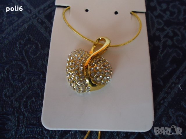 Колие, синджирче със сърце с камъчета, снимка 2 - Колиета, медальони, синджири - 31811257