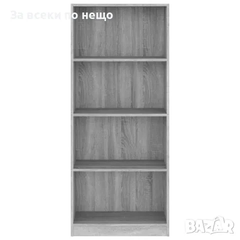 Библиотека на 4 нива, сив сонома, 60x24x142 см, инженерно дърво, снимка 4 - Секции и витрини - 48289019