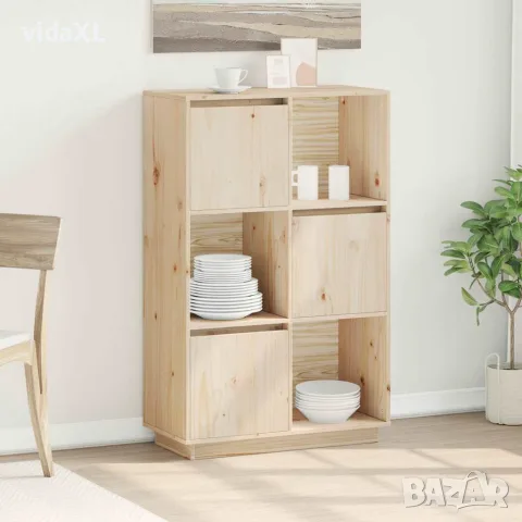 vidaXL Висок шкаф, 74x35x117 см, борово дърво масив, снимка 2 - Бюфети - 56147935