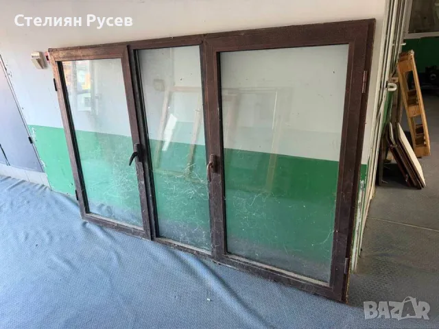 140922 метална ламаринена дограма прозорец 157 / 240 см 135 евро смр -цвят тъмно кафяв - с 2 отваряе, снимка 2 - Дограми - 56067303