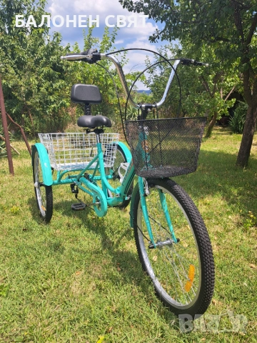 СУПЕР МОДЕЛ Нова 24 цолова Сгъваема Семейна Триколка 7 скорости 3 спирачки с Безплатна Доставка , снимка 3 - Велосипеди - 51578467