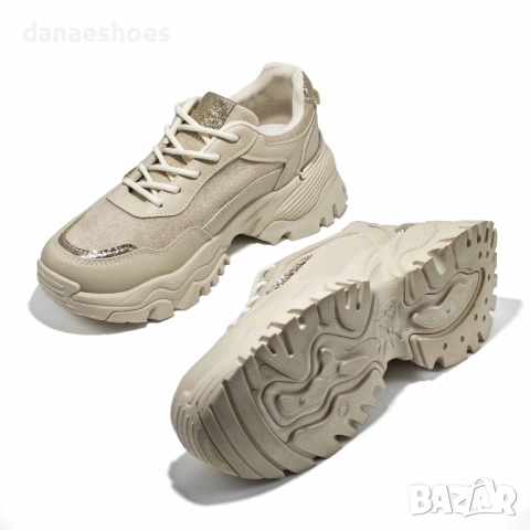Дамски сникърси в бежово , снимка 5 - Дамски ежедневни обувки - 51577569