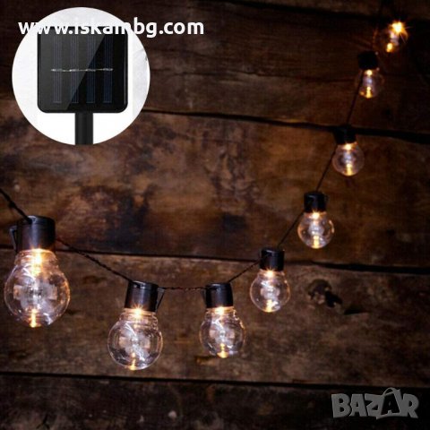 Светещи гирлянди за открито / за навън. Светещ соларен гирлянд с 10 лампи - КОД 3704, снимка 8 - Градински мебели, декорация  - 37053117