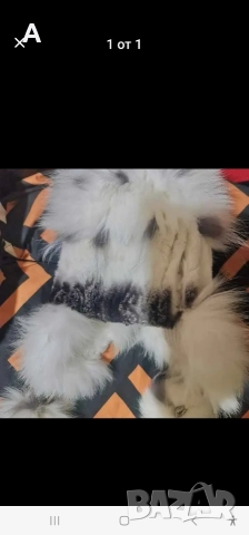 Уникална шапка от естествен косъм лисица и чинчила, отвътре еластична плетена вълна, снимка 5 - Шапки - 52855919