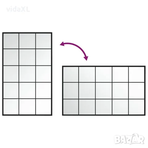 vidaXL Огледало за стена, черно, 100x60 см, метал, снимка 4 - Огледала - 56147146