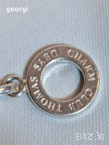 сребърна гривна Thomas sabo Charm club с три талисманчета, снимка 4 - Гривни - 52983499