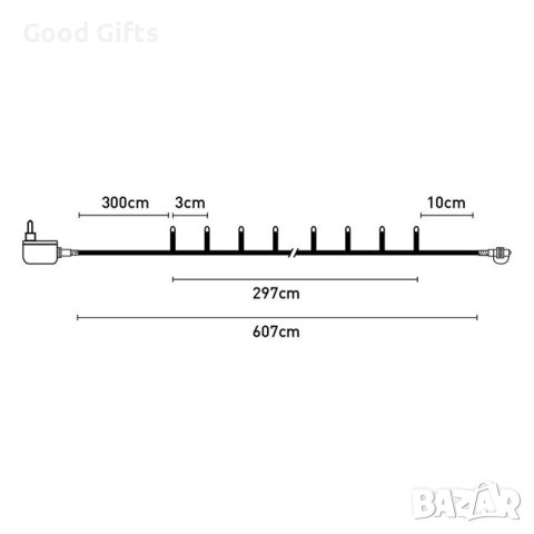 100 LED Коледни лампички, Топло бяло, 6м, снимка 3 - Лед осветление - 42711879
