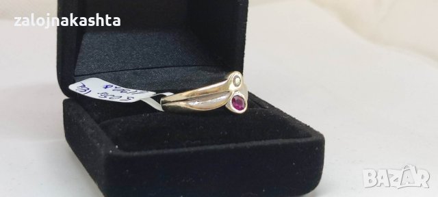 Златен пръстен с естествен Рубин и брилянт-5,05гр/18кр, снимка 4 - Пръстени - 40574124