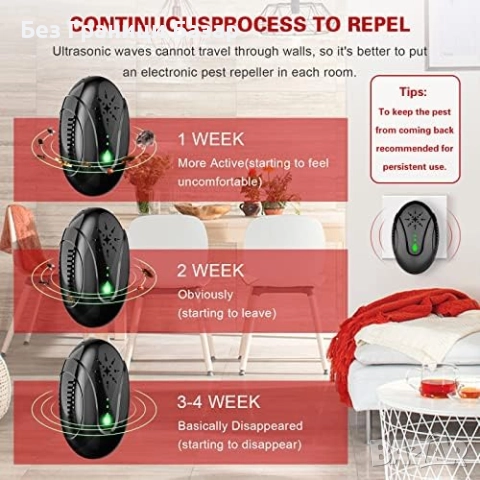 Нов Ултразвуков уред против мишки, хлебарки, комари и паяци за контакт, снимка 3 - Други - 51579434