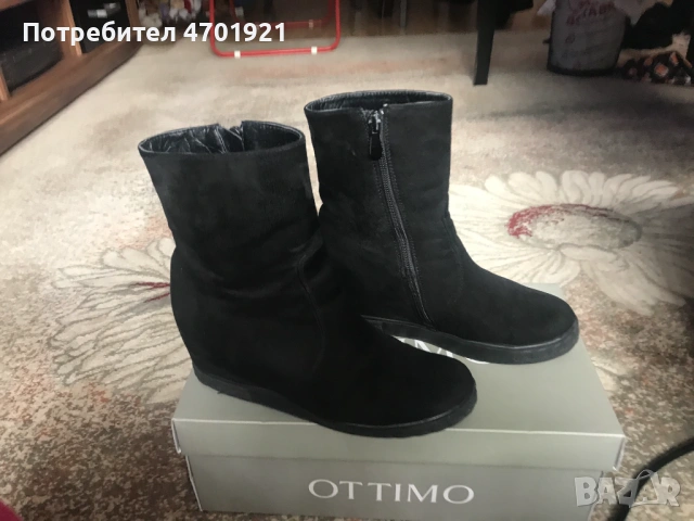 Черни велурени боти на платформа, снимка 5 - Дамски боти - 53042186